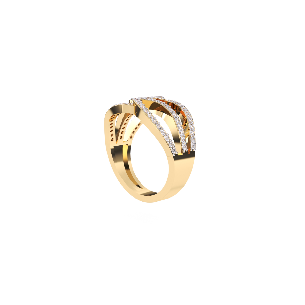 Trendy Open Leaf Style Diamond Wedding Ring